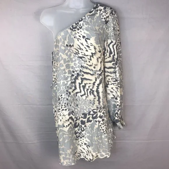 elizabeth and james one shoulder dress Elizabeth And James One Shoulder Dress White Black Size 6